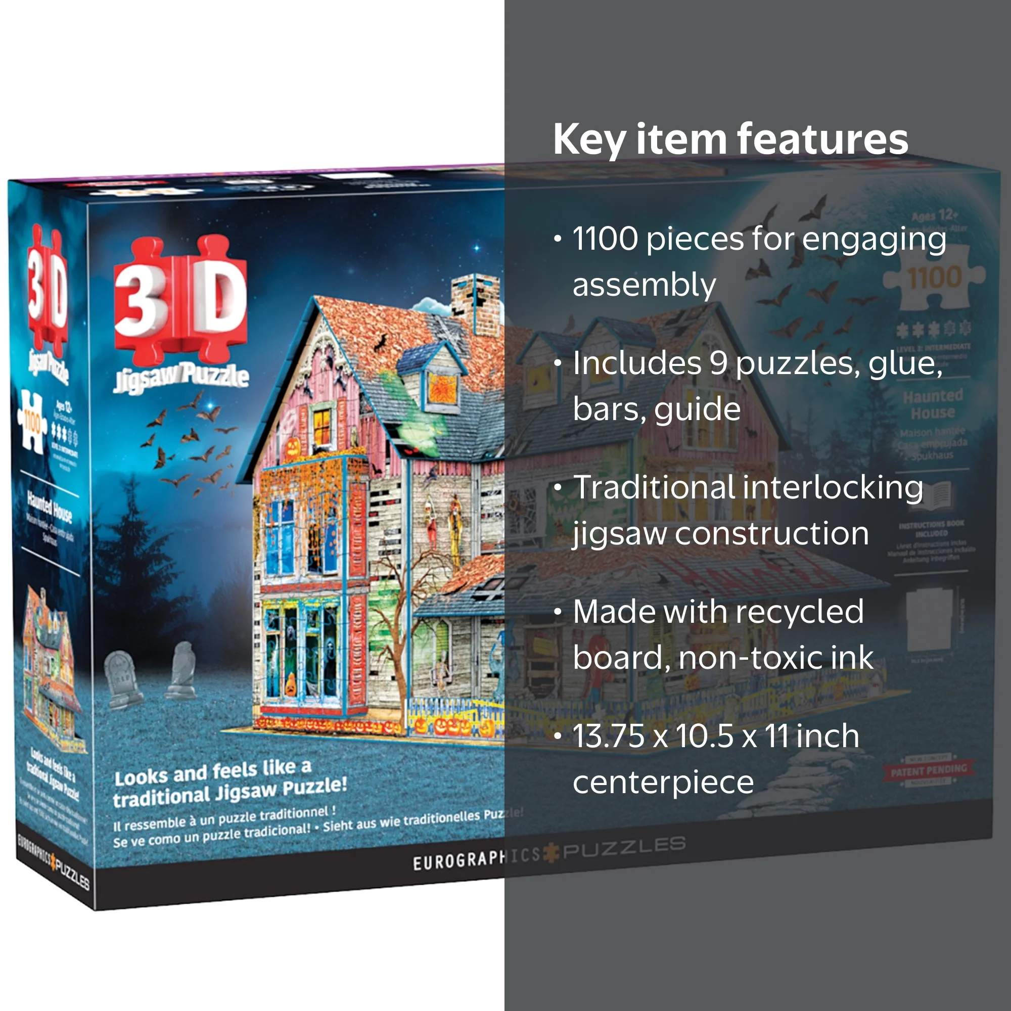 Eurographics, 3D Puzzle Haunted House, 1100 Pieces, Recycled
