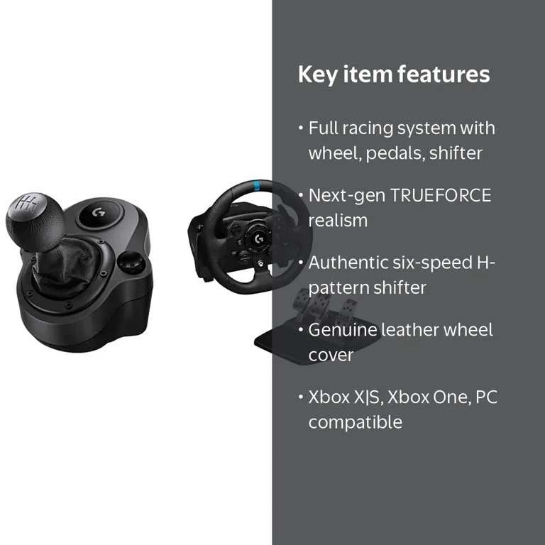 Logitech G923 Racing Wheel, Pedals & Shifter for Xbox X|S, One, PC