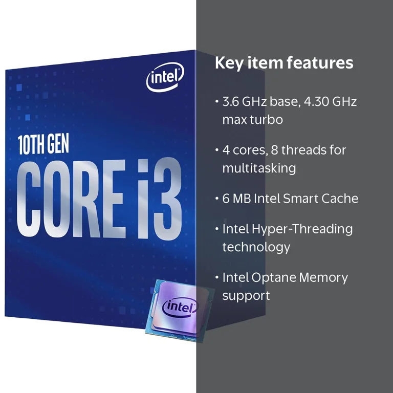 Intel Core i3-10100 10th Gen Quad-Core 3.6 GHz LGA 1200 65W