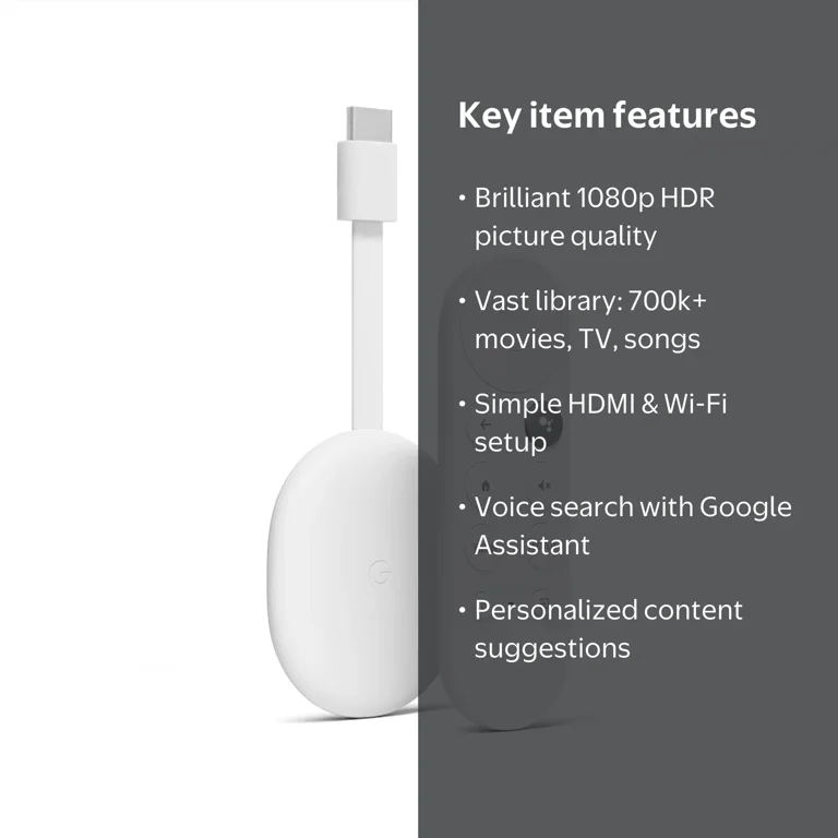 Google, Chromecast with Google TV, HD Streaming Device, White