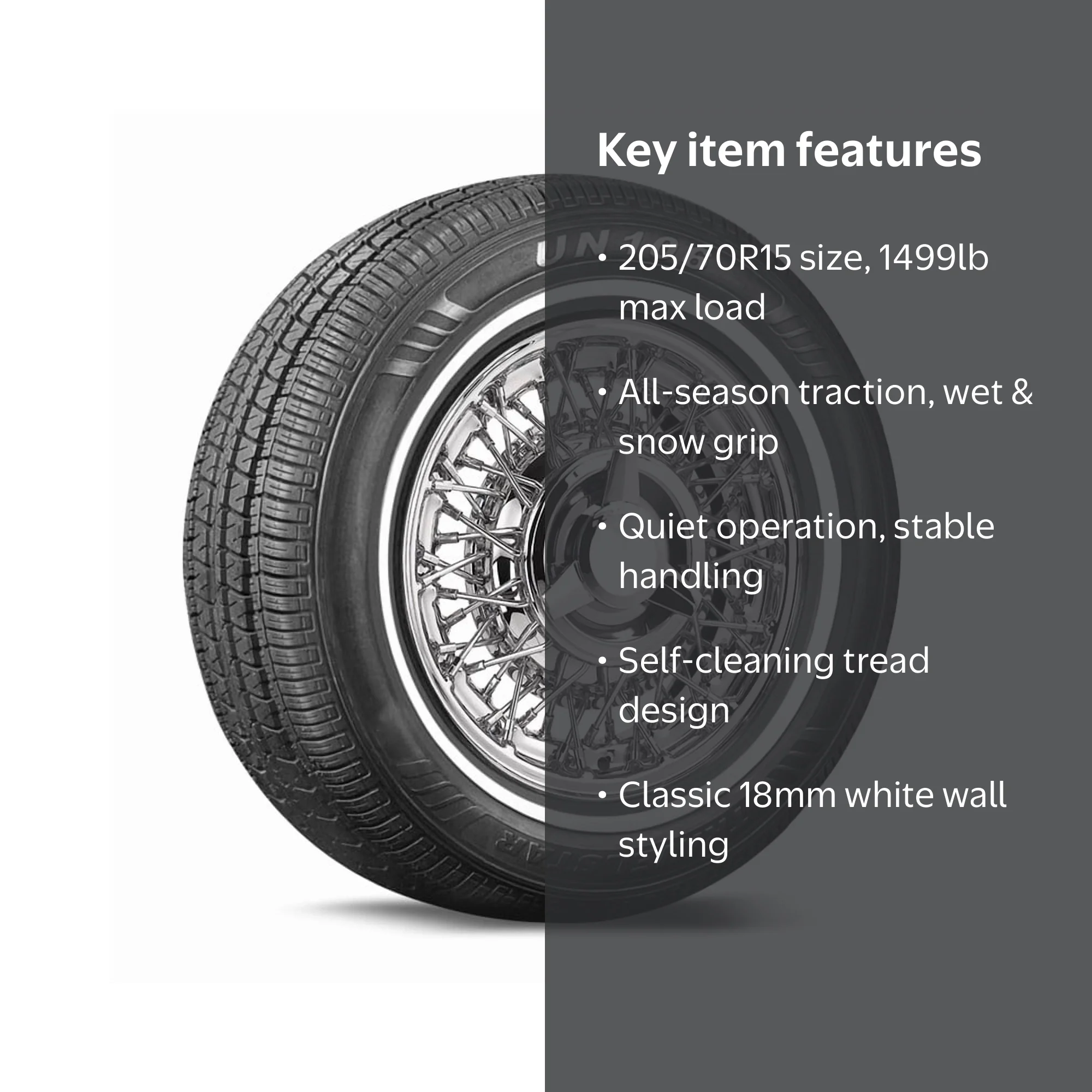 Travelstar UN106 All Season White Wall Passenger Tire, P205/70R15