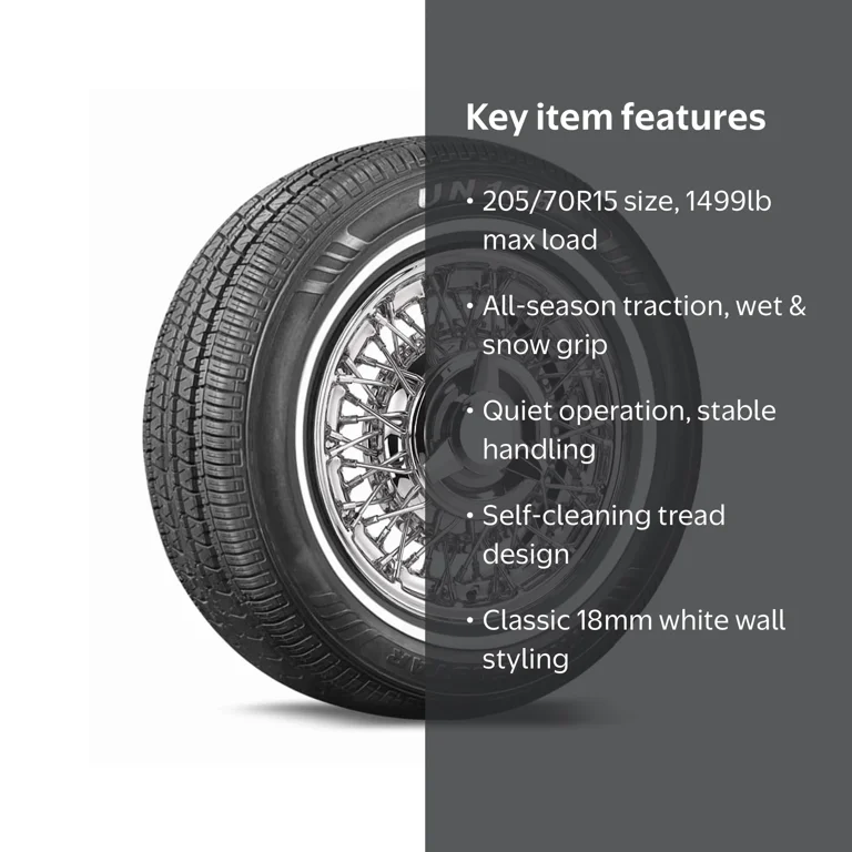 TRAVELSTAR P205/70R15 96Tホワイトリボンタイヤ4本セット Travelstar UN106 All Season White Wall Passenger Tire, P205/70R15