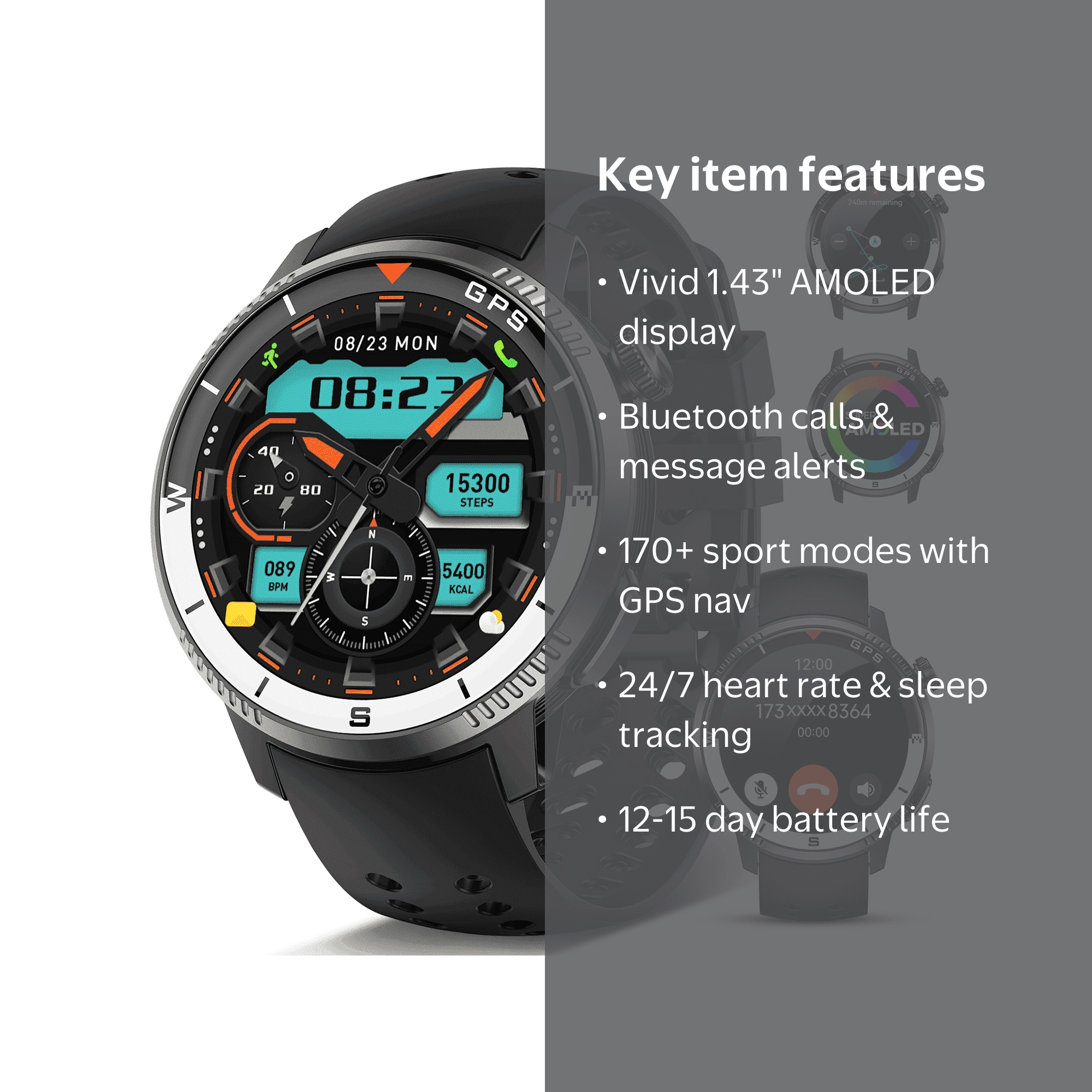 GPS Smart Watch(Answer/Make Call), Smartwatch for Men Women, 1.43