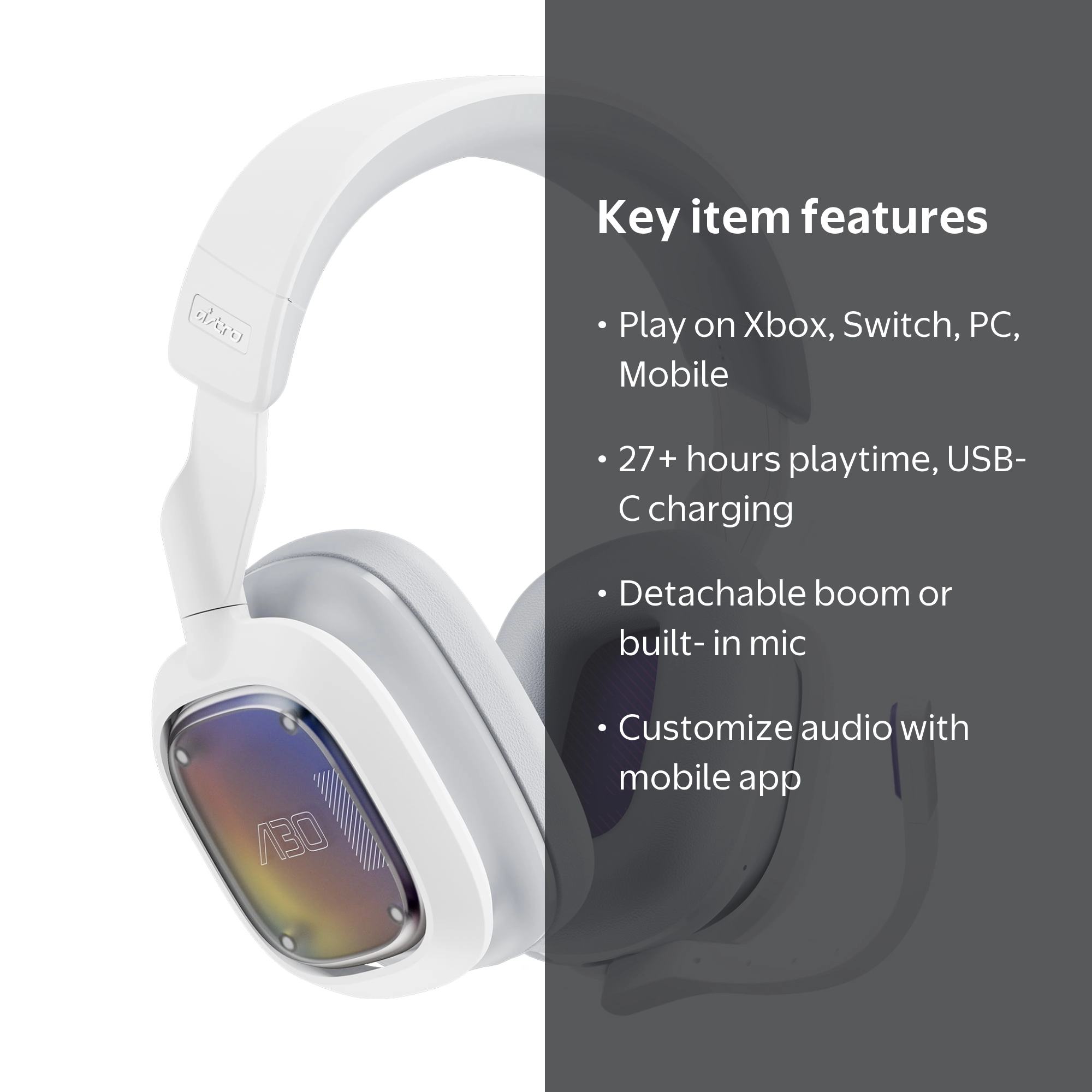 Logitech A30 Gaming Headset, Bluetooth and Wired, 49.2 ft Range