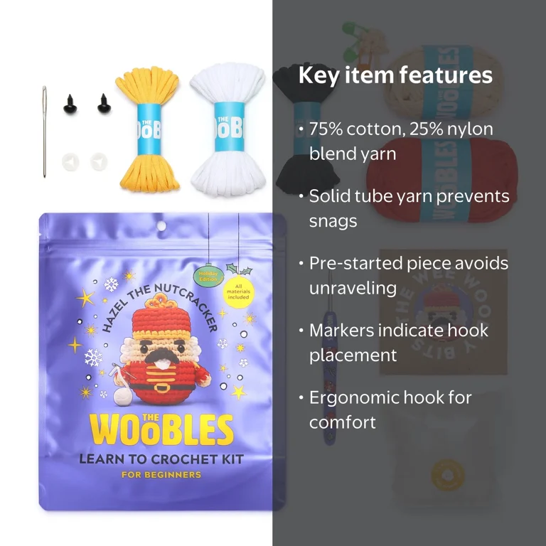 The Woobles Beginner Crochet Amigurumi Kits - Hazel The Nutcracker