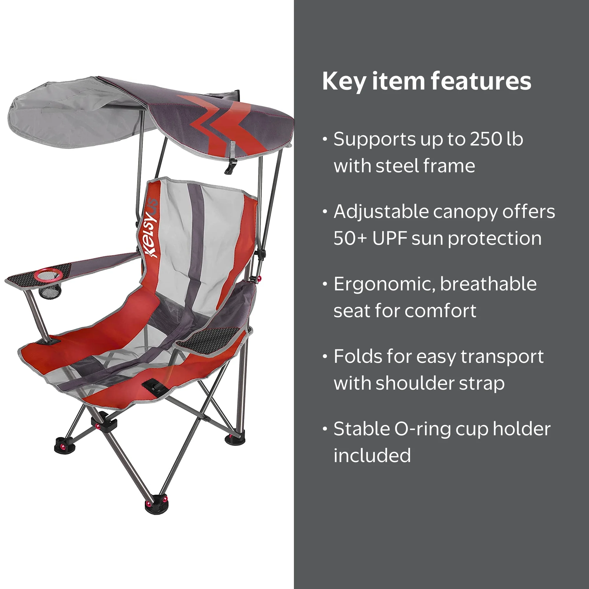 Kelsyus Original Foldable Canopy Chair for Camping, Tailgates, and