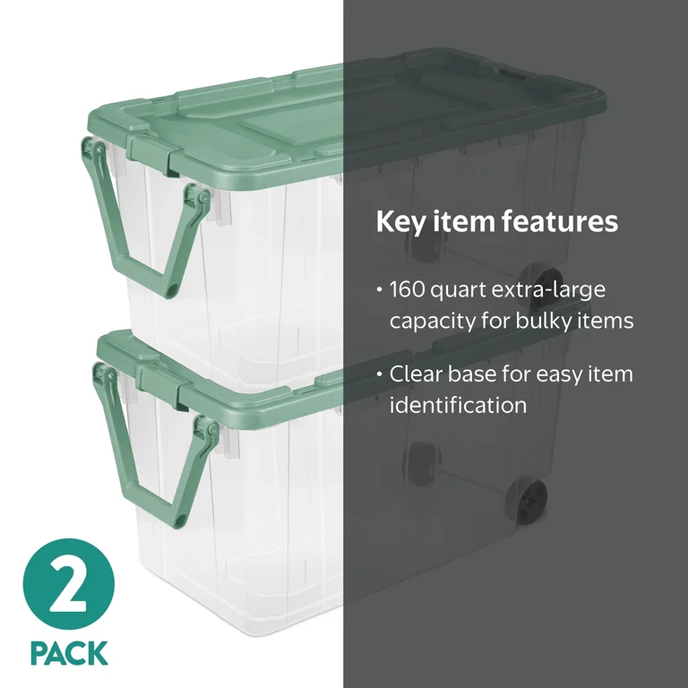 Sterilite Extra-Large Wheeled Rugged Storage Bin, 160 Quart