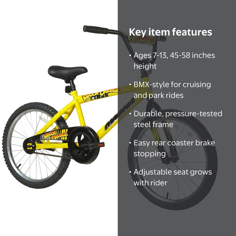 Dynacraft Magna Major Damage 20 Inch Boys Bike, Ages 7-10, BMX