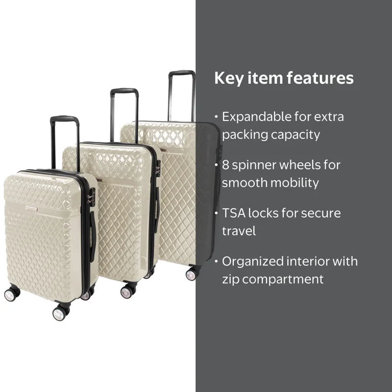 Kathy Ireland Yasmine 3-Piece Hardside Luggage Set - Walmart.com