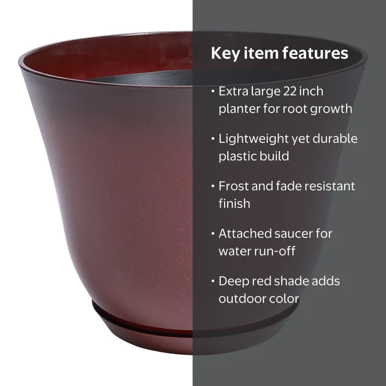 Better Homes & Gardens Arnette 22 in Red Plastic Planter - Walmart.com