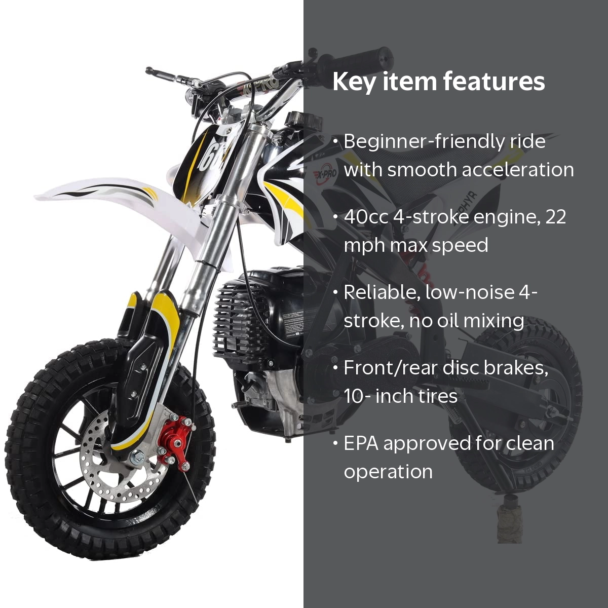 X-Pro Brand New Zephyr 4 Stroke 40cc Gas Pit Dirt Bike, Mini bike