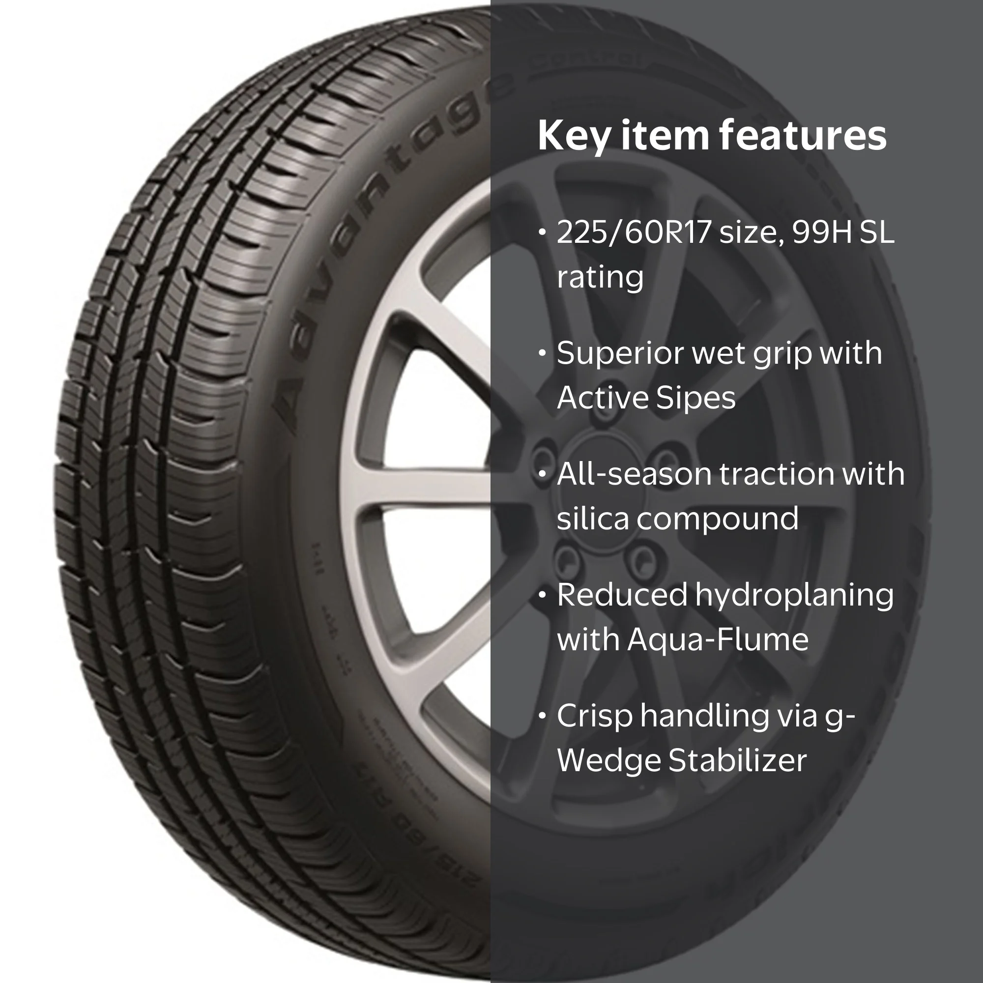 BFGoodrich, Passenger Tire, 225/60R17 99H, All Season Traction