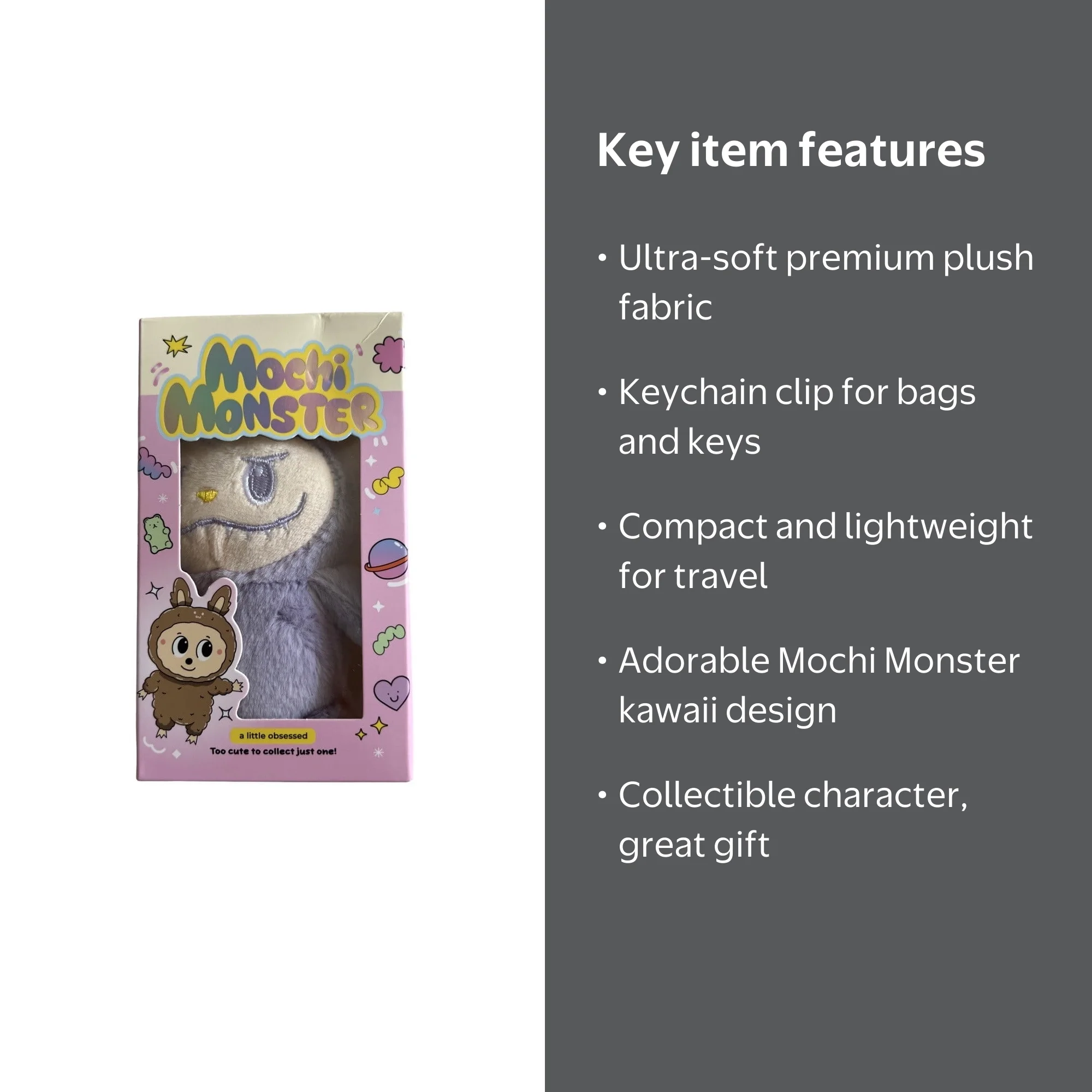 Mochi Monster Plush Keychain – Cute Kawaii Collectible Plush Toy