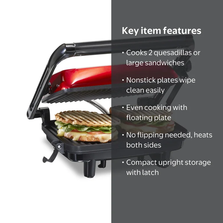 Hamilton Beach Panini Press Sandwich Maker, Electric Indoor Grill