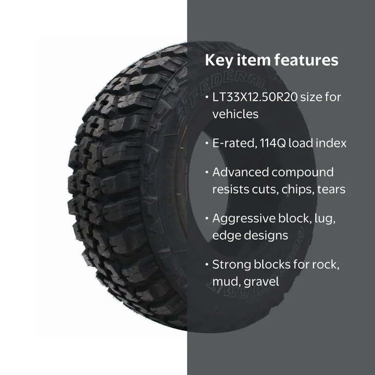 Federal Couragia M/T Mud-Terrain Tire - 33X12.50R20 LRE 10PLY Off