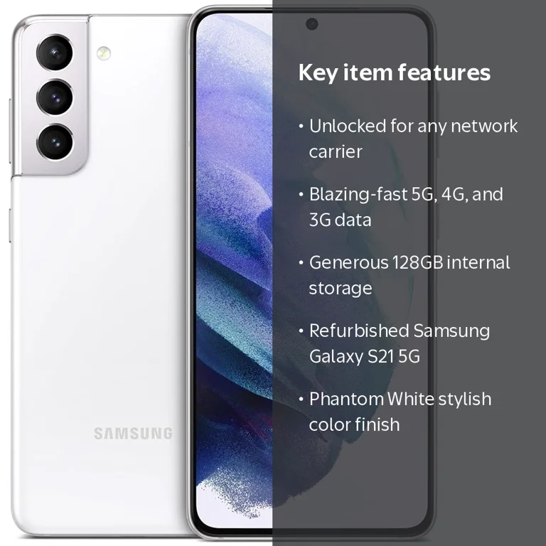 Restored Samsung Galaxy S21 5G, US Version, 128GB, Phantom White