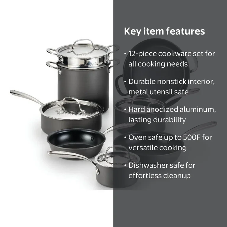 Lagostina, Cookware Set, H904SC64, Nonstick Hard Anodized Aluminum