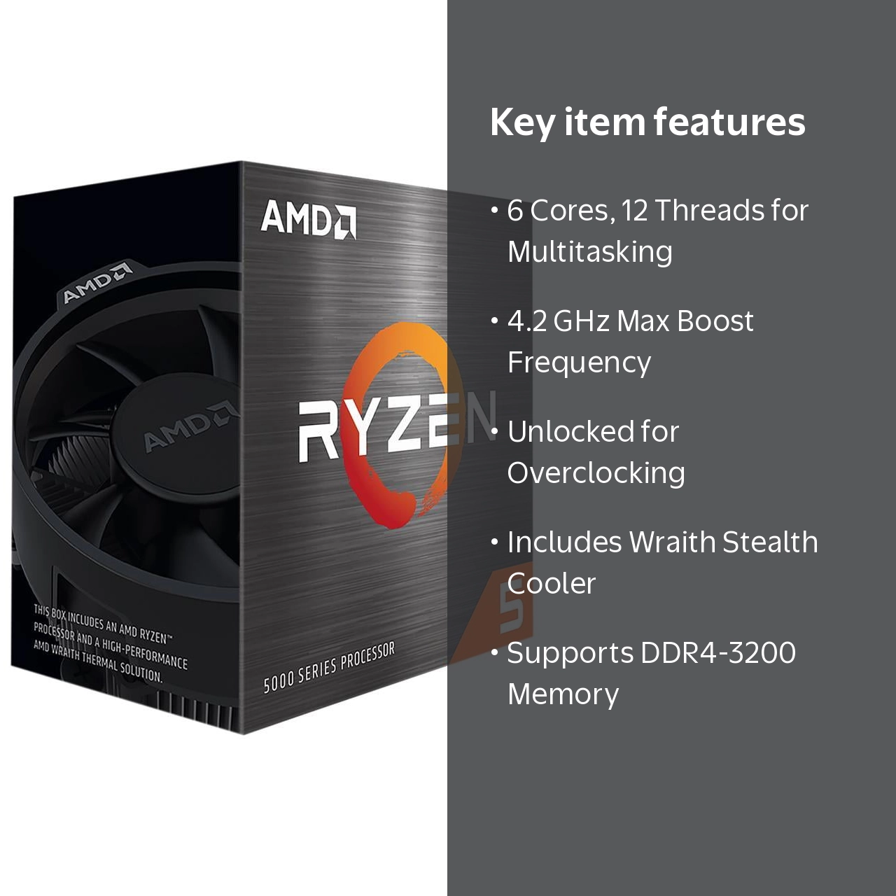 AMD Ryzen 5 5500 3.6 GHz 6-Core AM4 Processor with Wraith Cooler