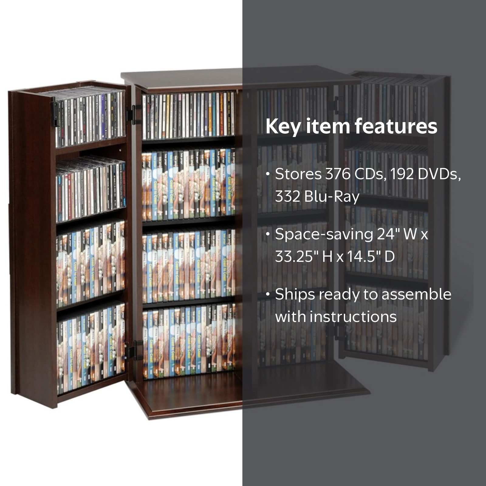Small Deluxe Multimedia Storage Cabinet with Locking Shaker Doors