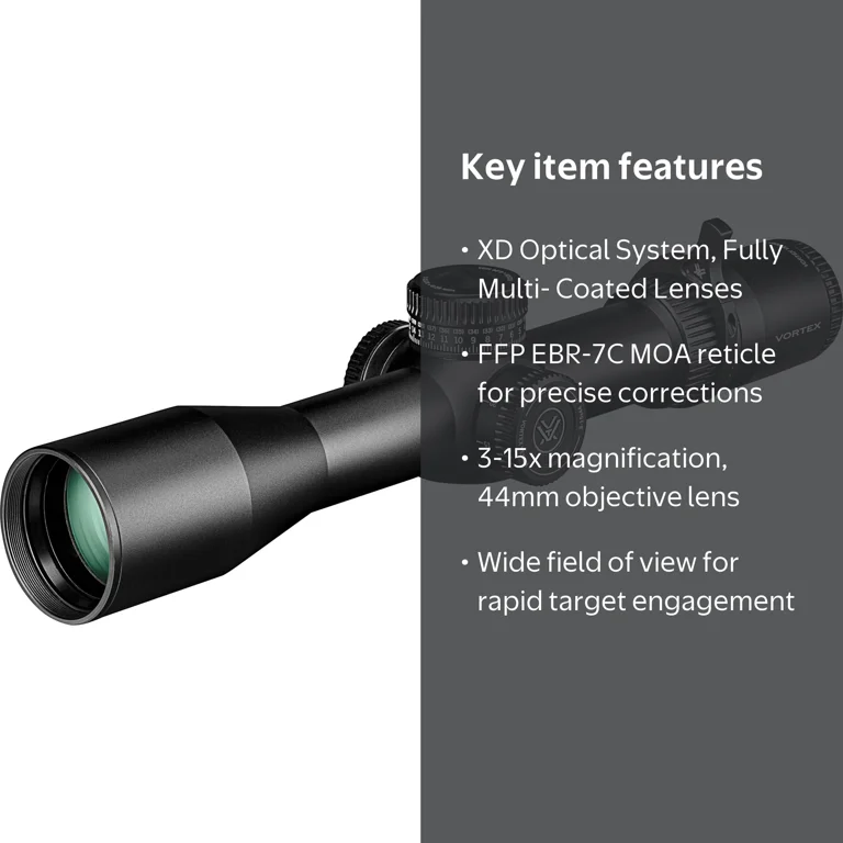 Vortex Venom 3-15x44 FFP EBR-7C MOA Riflescope, 34mm Tube, Black