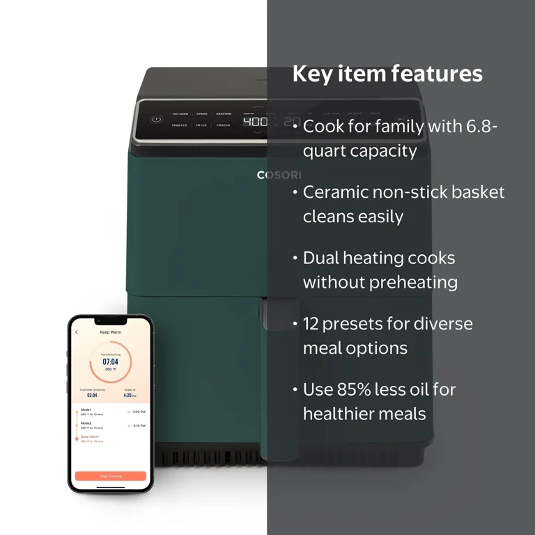COSORI Dual Blaze 6.8qt Ceramic Coating Smart Air Fryer - Green