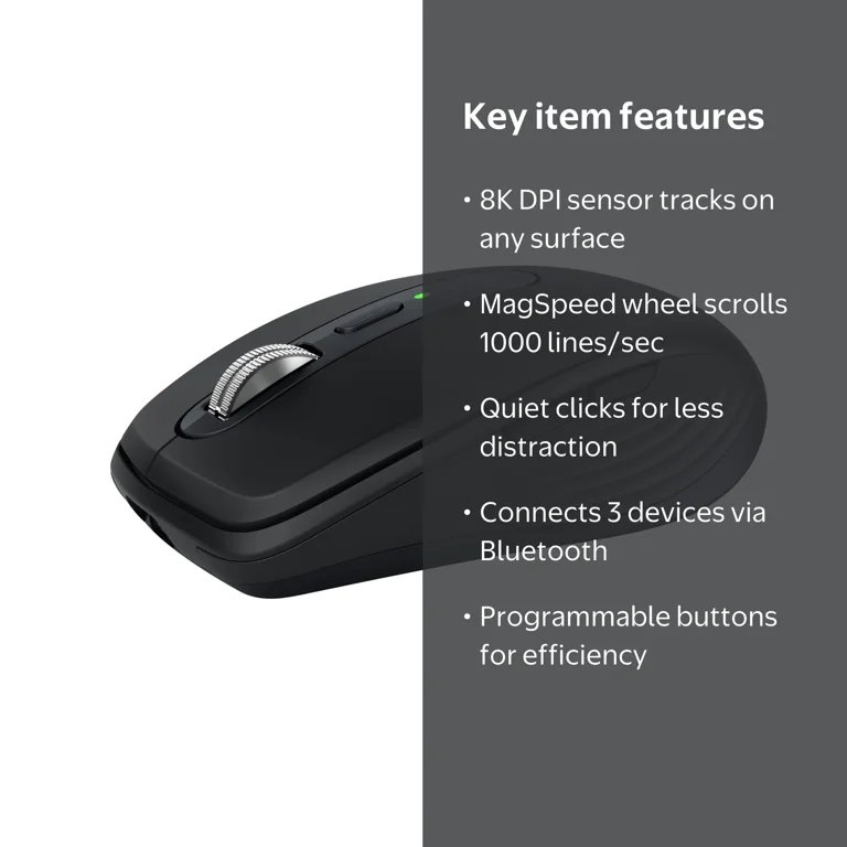 Logitech MX Anywhere 3S Wireless Mouse, 8K DPI, Fast Scroll, USB C