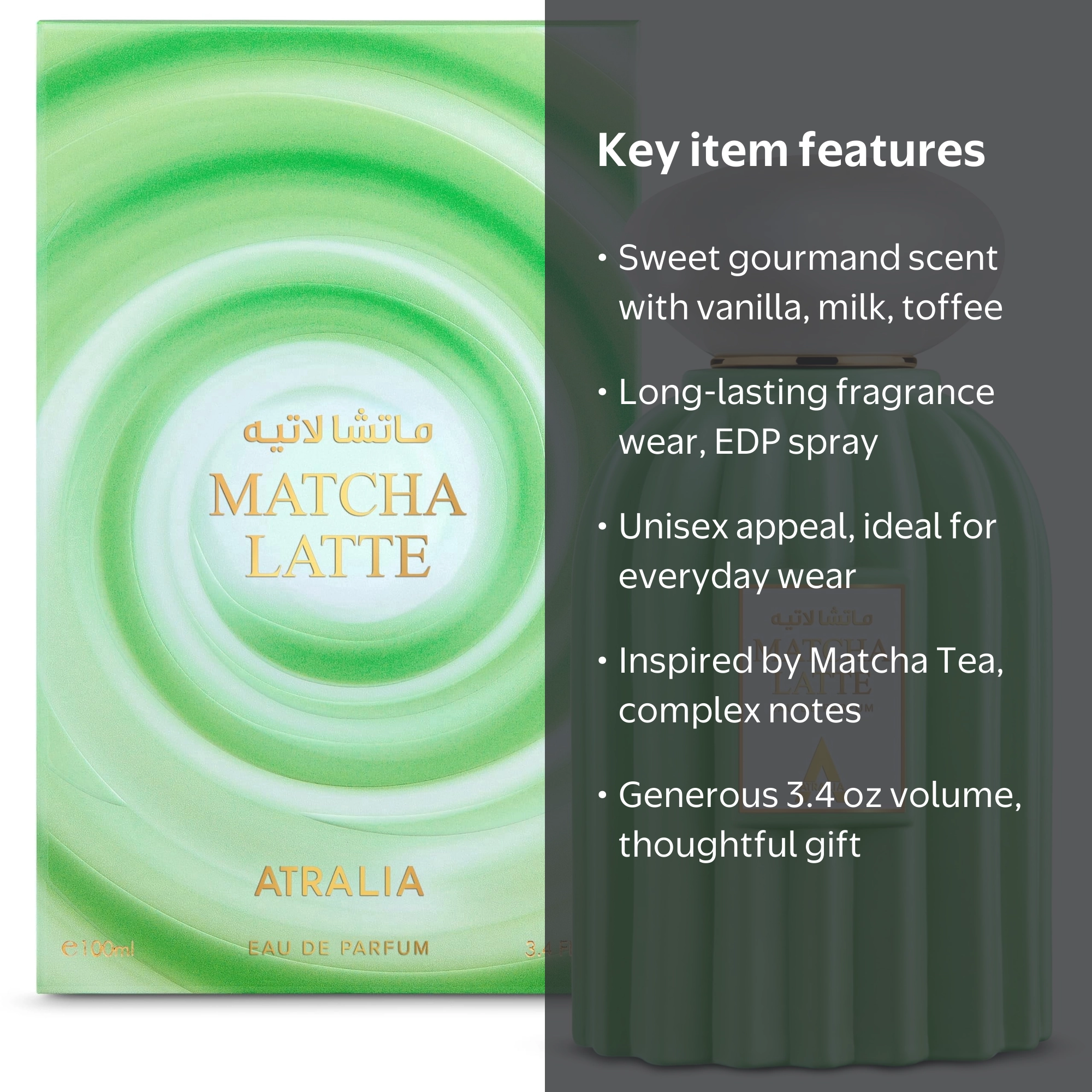 ATRALIA Matcha Latte Eau de Parfum, Unisex, Long Lasting, Sweet