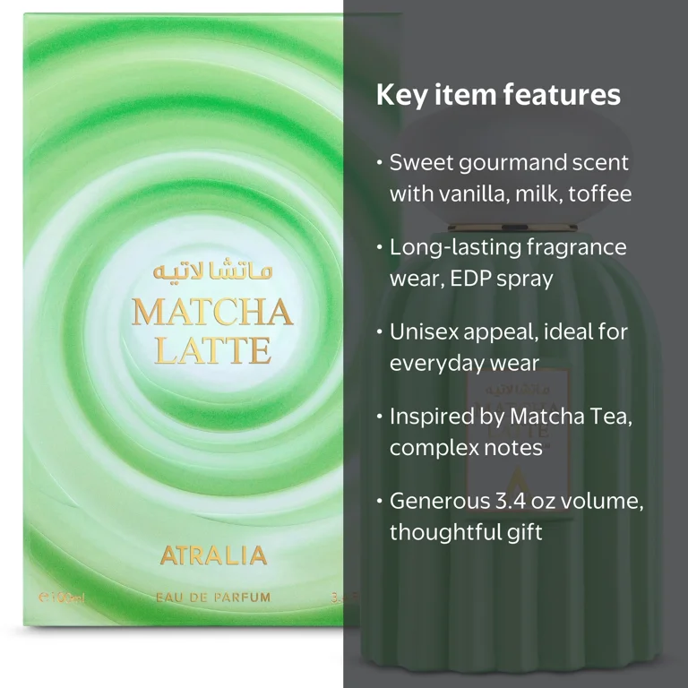 ATRALIA Matcha Latte Eau de Parfum, Unisex, Long Lasting, Sweet