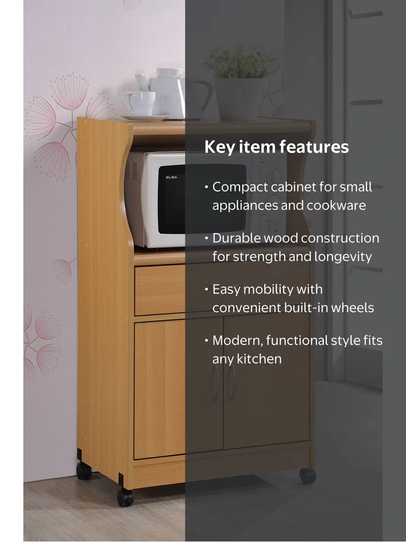 Hodedah Microwave Kitchen Cart, Beech - Walmart.com