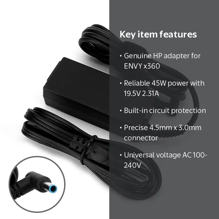 HP ENVY x360 Convertible 15m-bq021dx Laptop Charger, 45W, Original
