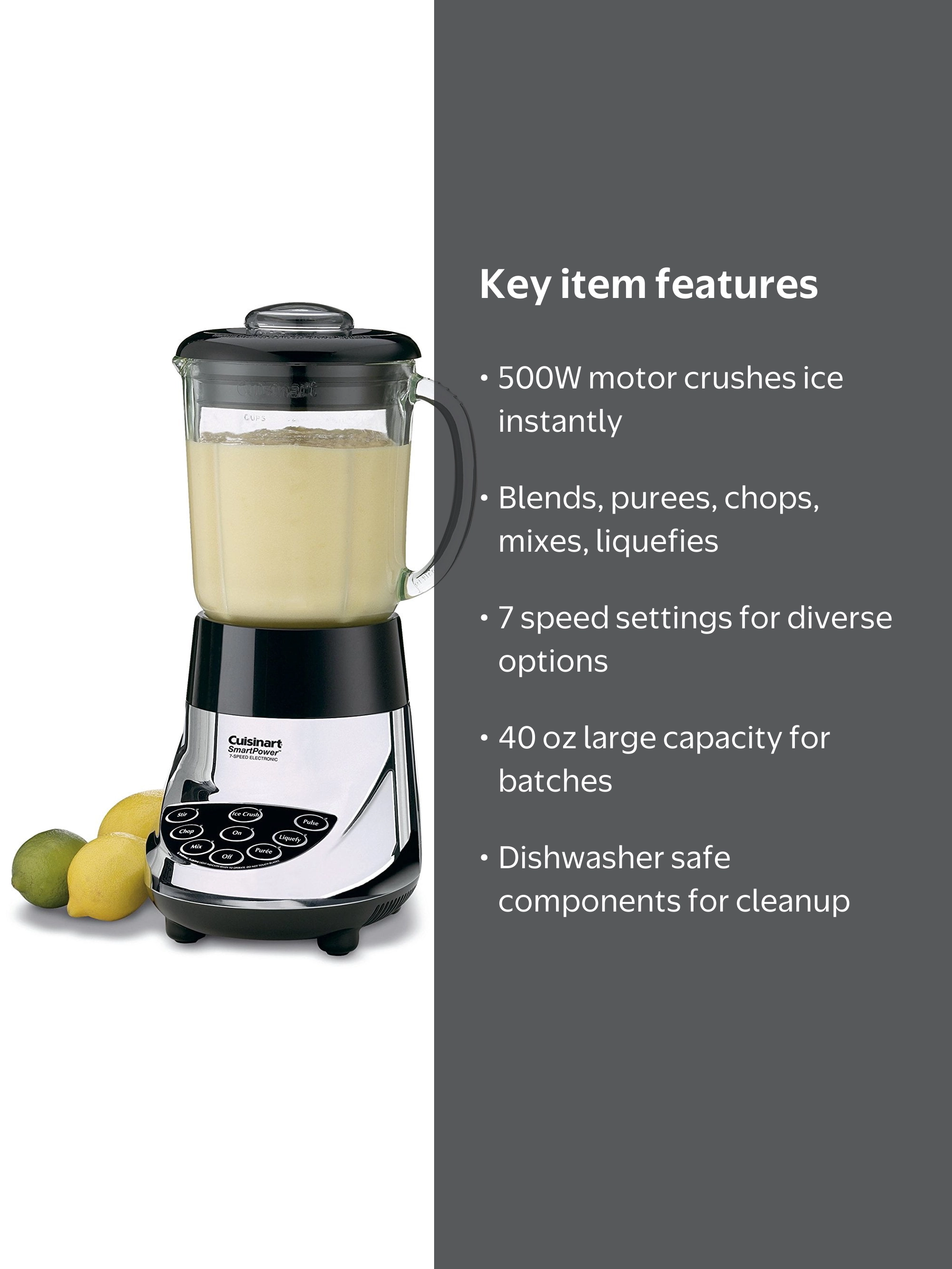 Cuisinart Quick Prep 7-Speed Blender, Chopper, 500 Watts, Black