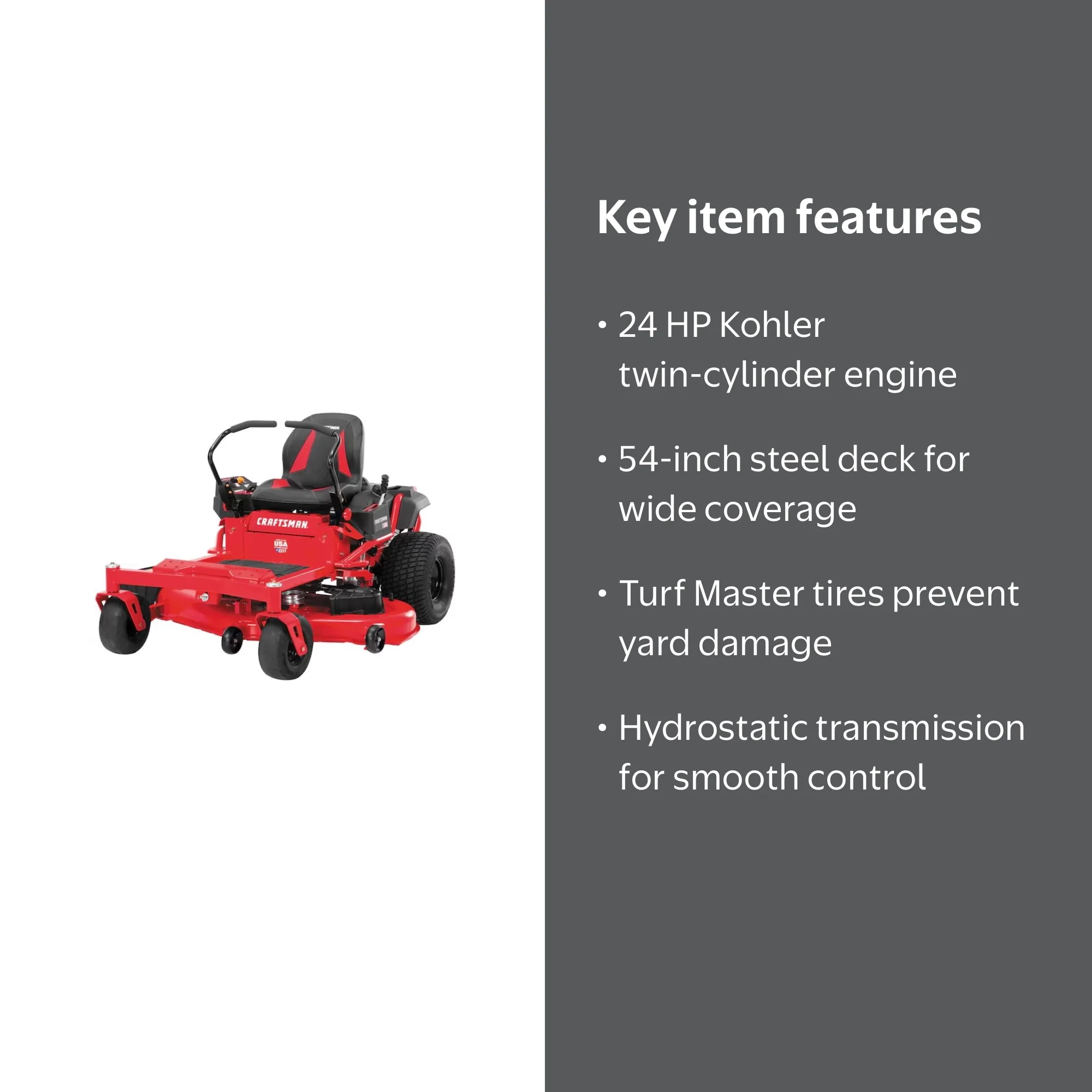 CRAFTSMAN Z5800 | 54-in 24HP Zero-Turn Riding Mower | 24 HP Kohler