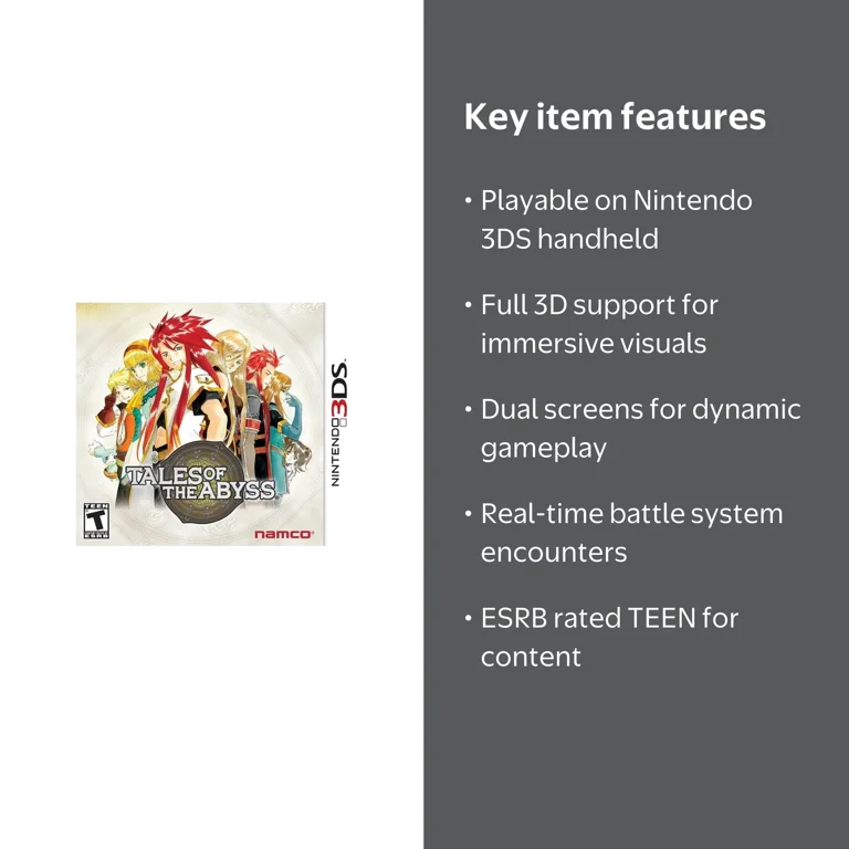 Tales of the Abyss, Bandai Namco, Nintendo 3DS, 722674700320