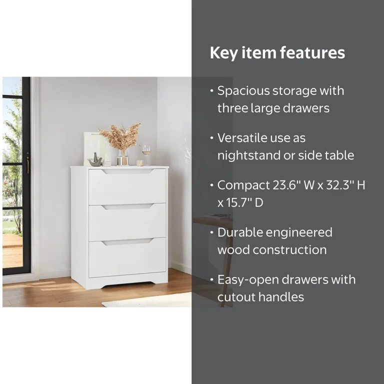 white three drawer dresser 3-Drawer Dressers at Adjustable feet make it possible to compensate for any irregularities in the floor Max & Lily 3 Drawer