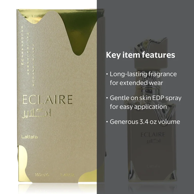 LATTAFA Eclaire, 3.4 oz EDP Spray, Oriental Floral Fragrance