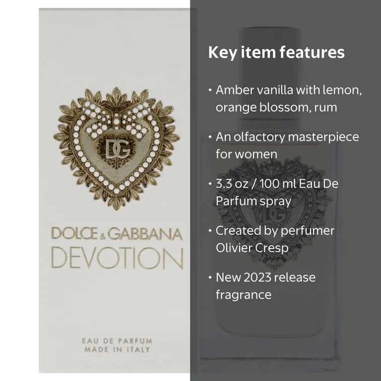 Dolce and Gabbana, Eau De Parfum Spray, 3.3 oz, Devotion For Women