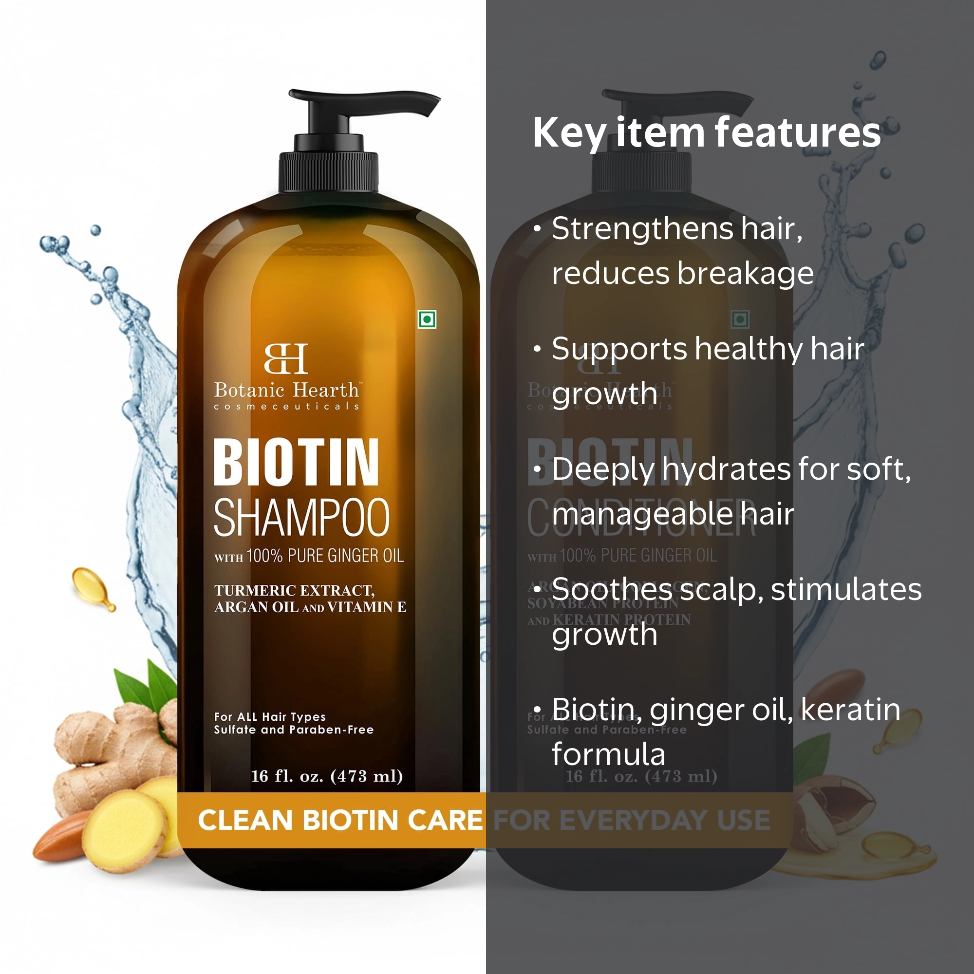 Botanic Hearth Biotin Shampoo and Conditioner Set, 16 fl oz each