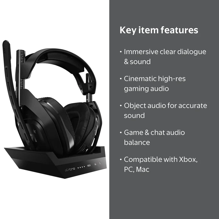 ASTRO Wireless Gaming Headset Black, Dolby Atmos, 15+ Hour Battery