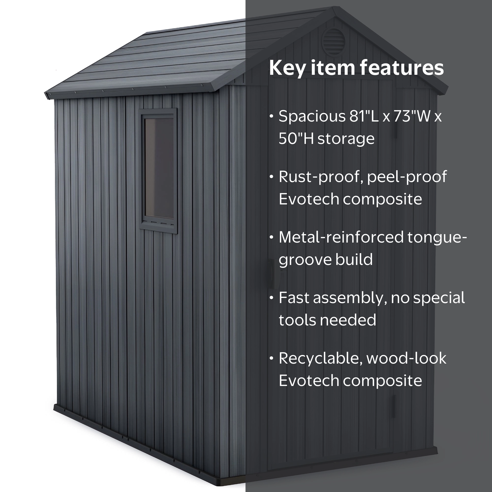 Keter Darwin Maintenance-Free Composite Outdoor Storage Shed, 81