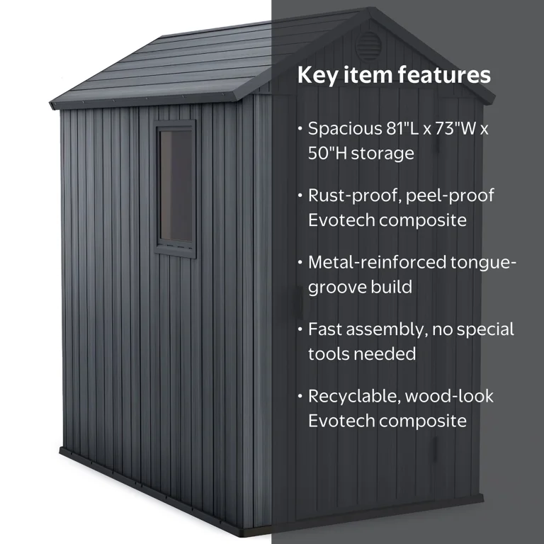 Keter Darwin Maintenance-Free Composite Outdoor Storage Shed, 81