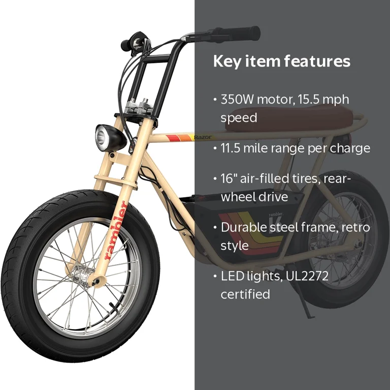 自転車本体 RAZOR(street style) Razor, Seated Electric Scooter, 36V Rambler 16, Retro Style