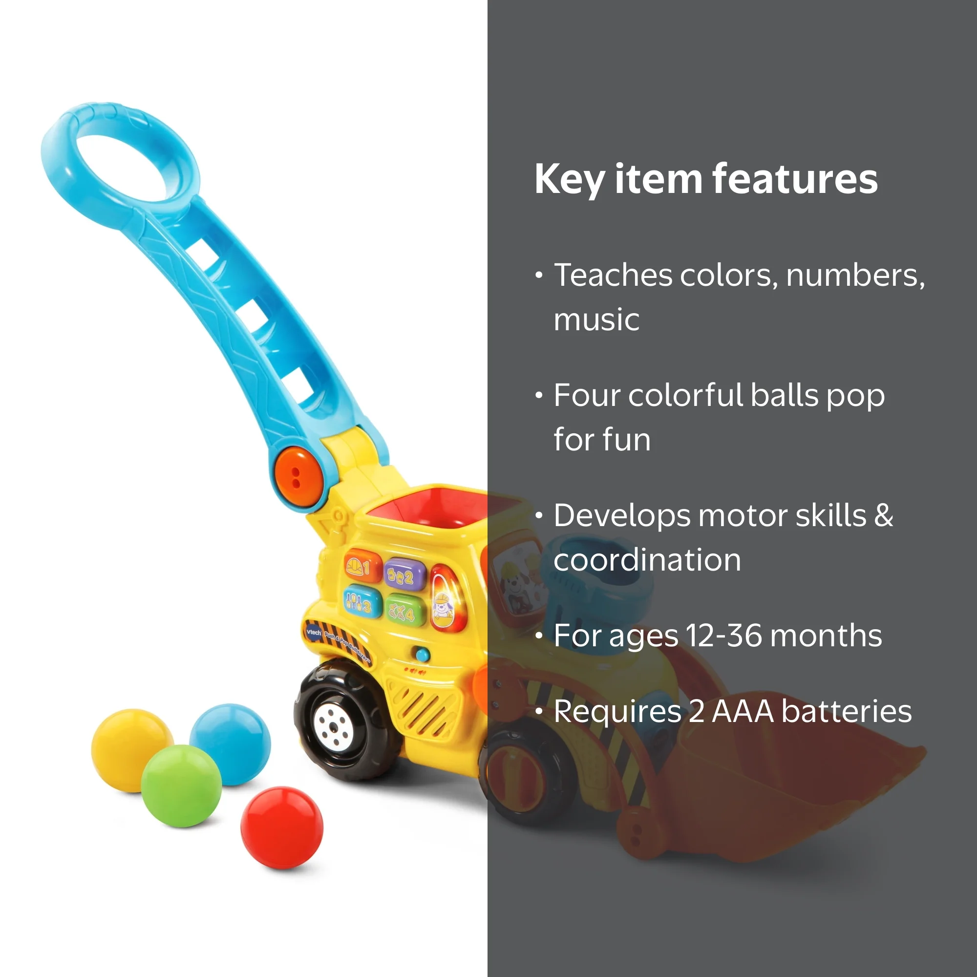 VTech, Push & Pop Bulldozer, Baby Toddler Toy, with Accessories