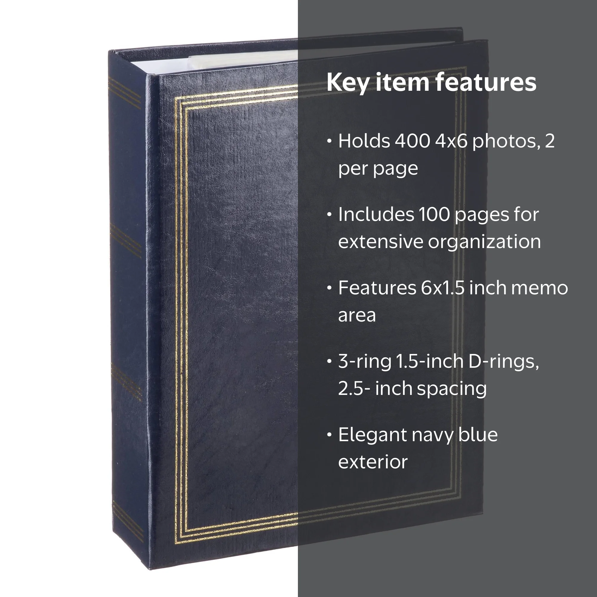 Pioneer ST-400 Large Capacity 3-Ring 2-Up Navy-Blue Binder Album