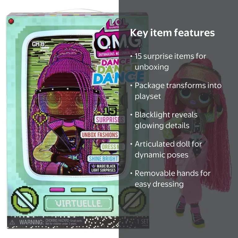 LOL Surprise OMG Dance Doll with 15 Surprises, Blacklight
