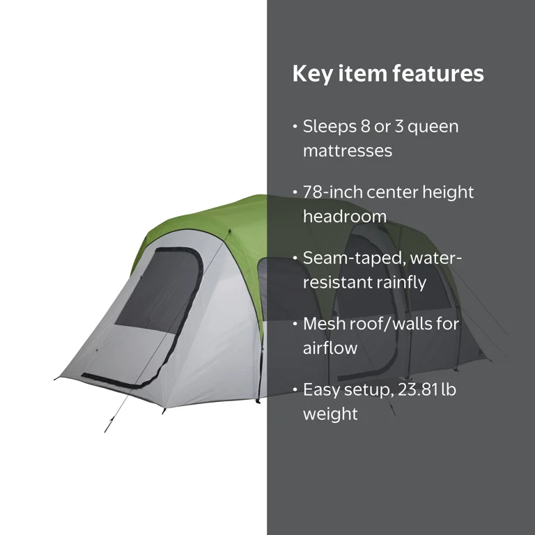 Free Shipping! Ozark Trail 8-Person Family Tent, 16' x 8' x 78