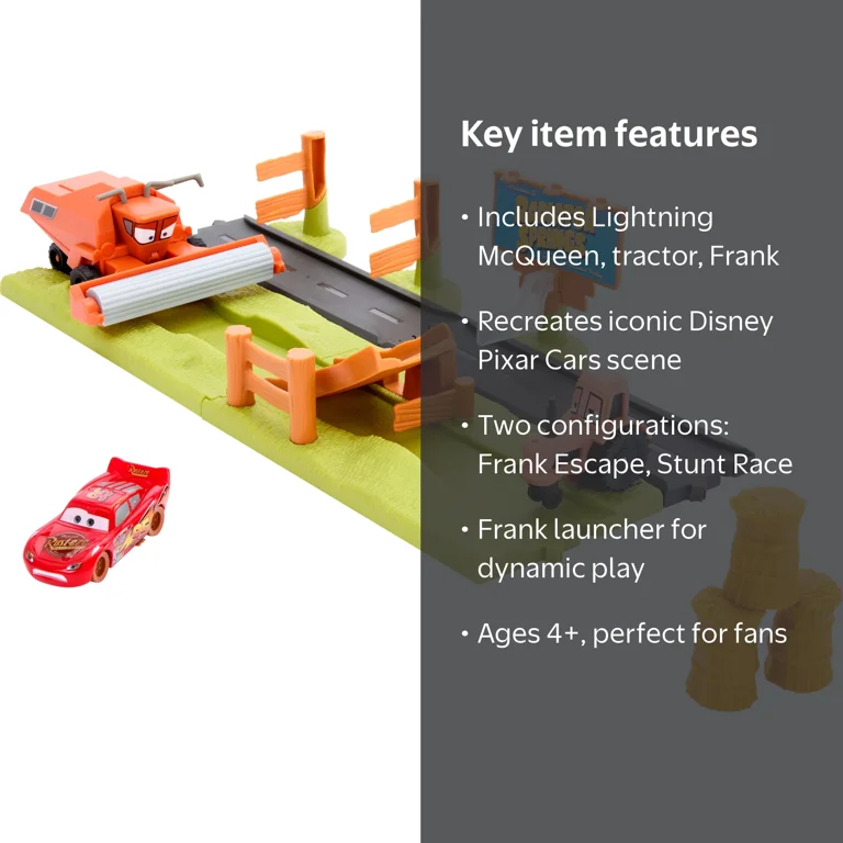 Disney Pixar Cars Frank Escape & Stunt Race Playset with Lightning