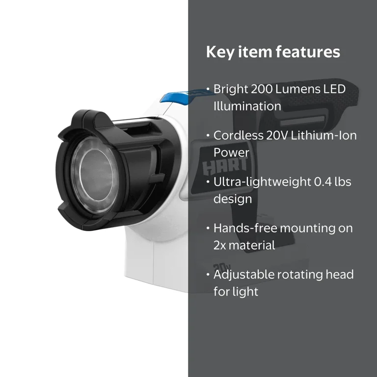 HART 20-Volt Cordless LED Light, 200 Lumens (Battery Not Included