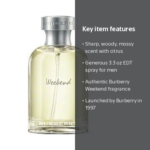 Burberry Weekend Men's Fragrance EDT Spray, Casual Cologne, 3.3 Oz