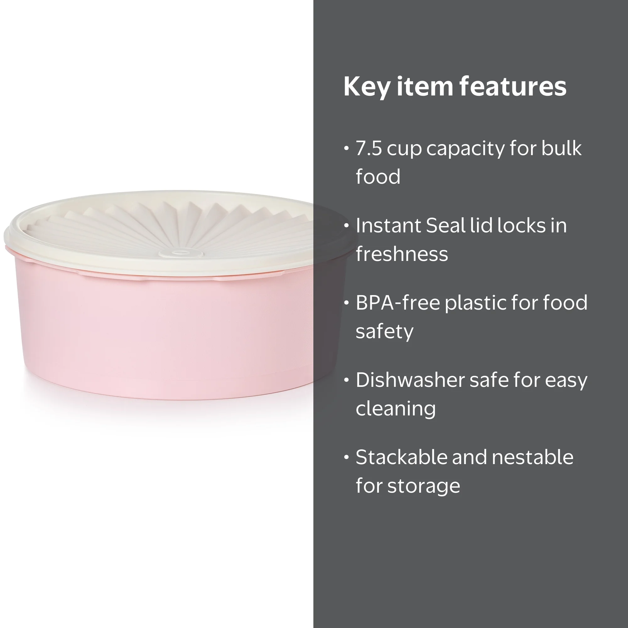 Tupperware Heritage Plastic 7.5-Cup Food Storage Canister with Lid