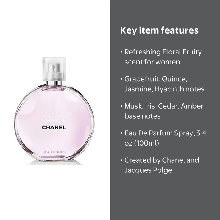 CHANEL, Eau De Parfum Spray, 3.4 oz, Chance Eau Tendre for Women